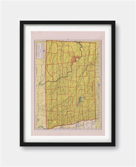 North Dakota 1943 Atlas Map Print - The Curious Desk