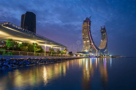 Katara Twin Tower Hotel Lusail Marina Park Doha Qatar Editorial