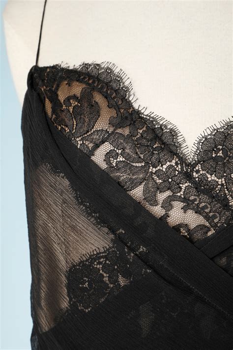 Black Chiffon And Lace Dress With Nude Satin Parts Elie Tahari For Sale At 1stDibs