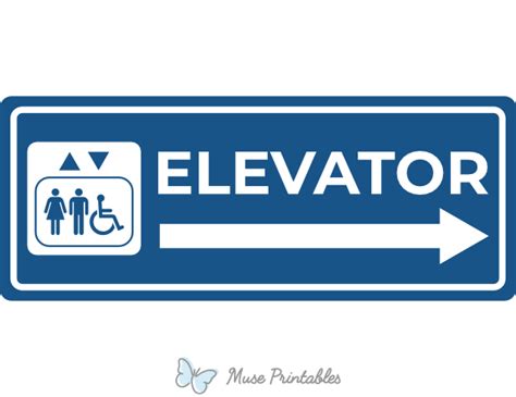 Printable Elevator Right Arrow Sign