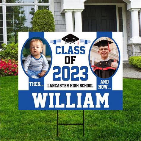 Personalized Graduation Yard Sign 2023 With Photo Grad Sign, Class of 2023, Custom Graduation ...