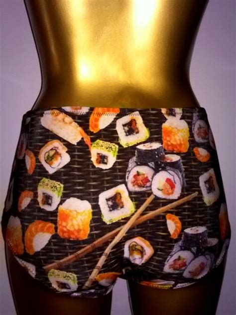 Sushi High Waisted Bikini Brief Swimwear Vintage Full Bottomed Swimsuit Cut Fully Lined Brown