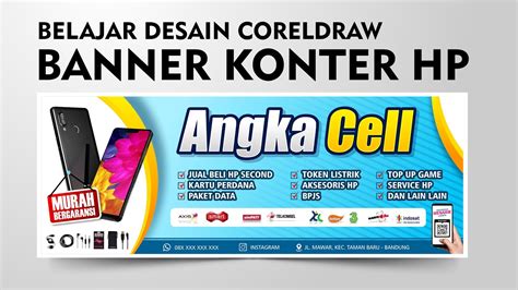 Belajar Desain Coreldraw Banner Konter Hp Angka Desain Youtube