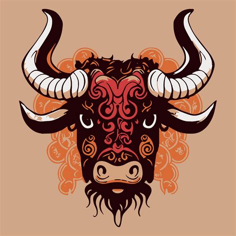 Ox Chinese New Year Vector Illustration Buffalo Head Zodiac Sign