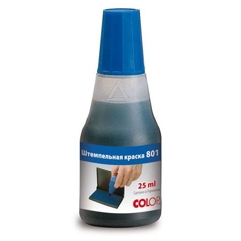 Краска штемпельная Colop 801 синяя на водно-глицериновой основе 25 г ...