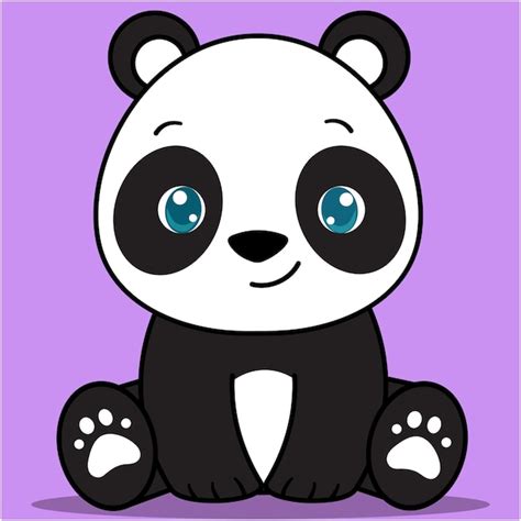 Lindo Beb Panda Kawaii Panda Sentado Vector Premium