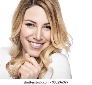 Attractive Blonde Smiling Woman Portrait Isolated Stock Photo 383296399 Shutterstock