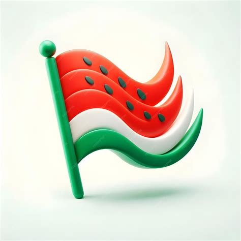 Red white and green flag with holes in the middle Palestine ai