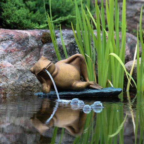 Aquascape Lazy Frog On Lily Pad Pond And Garden Water Fountain