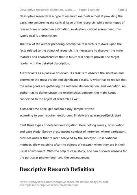 Descriptive research: definition, types and examples descriptive ...