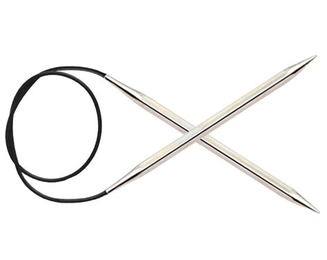 Спицы KNITPRO NOVA CUBICS квадратные круговые, никелированная латунь ...