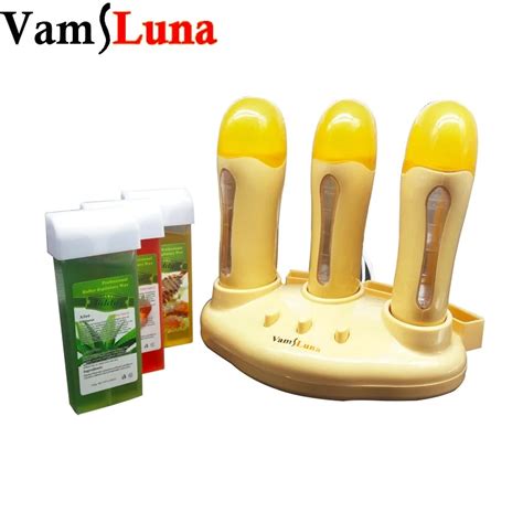 Triple Roll On Refillable Depilatory Wax Heater With 3 Wax Cartridge For Hot Body Hair Removal