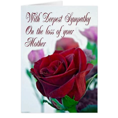 Sympathy on loss of mother, with a red rose greeting card | Zazzle