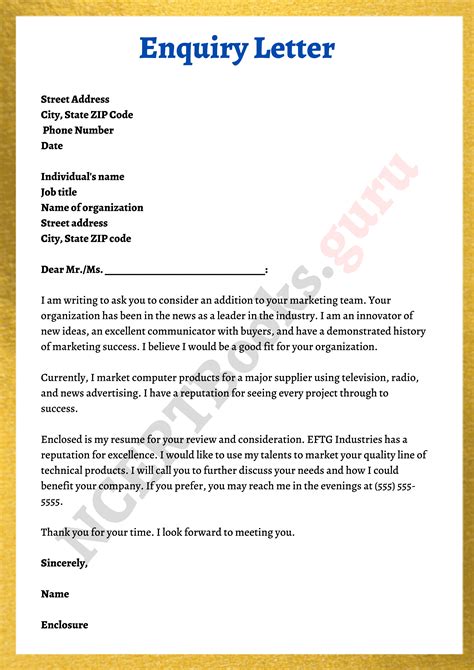 8 How To Write A Enquiry Letter New Hutomo