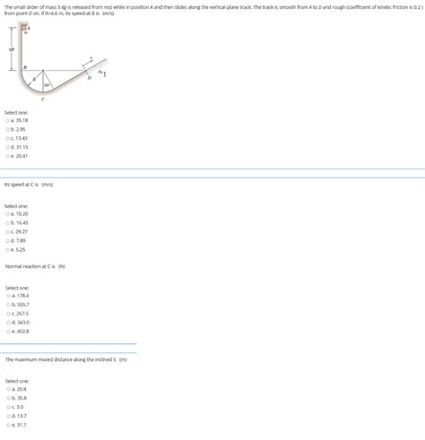 Solved The small slider of mass 5 kg is released from rest | Chegg.com 