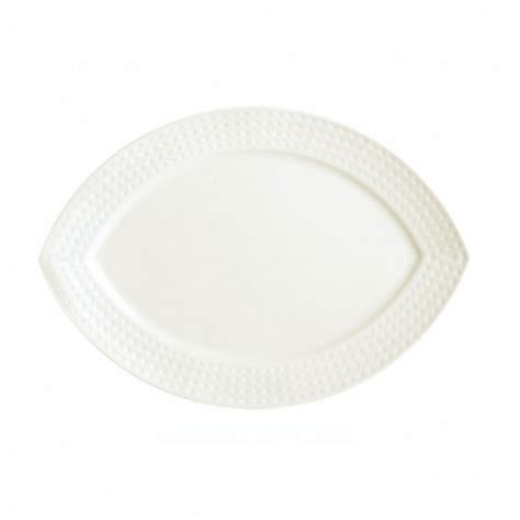 Assiette Plate Ovale X Cm En Porcelaine Blanche Reliefs