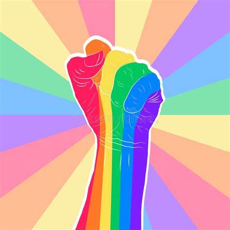 Rainbow Colored Hand With A Fist Raised Up Gay Pride Lgbt Concept