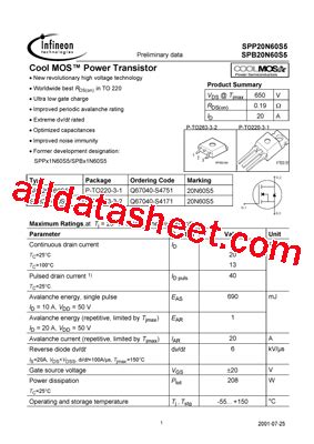 Spp N S Datasheet Pdf Infineon Technologies Ag