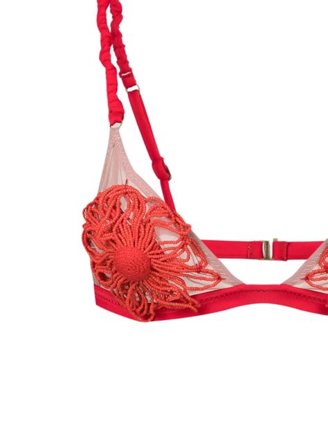 Amir Slama Floral appliqué Bikini In Red ModeSens