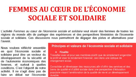 Femmes Au Cœur De Léconomie Sociale Et Solidaire Relais Femmes