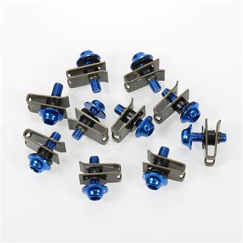 Boulon Écrou Clips de fixation de moto en Aluminium Bleu M5 5mm Kit