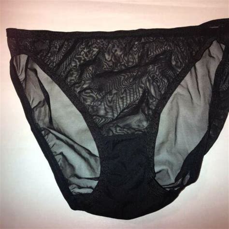 Vintage Sheer Bikini Panties Stretchy Size Large Black