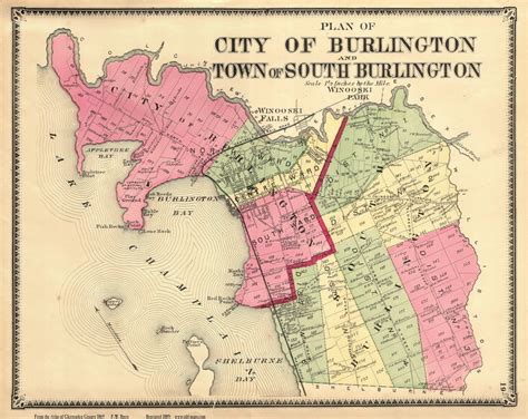 Burlington and South Burlington, Vermont 1869 Old Town Map Reprint ...