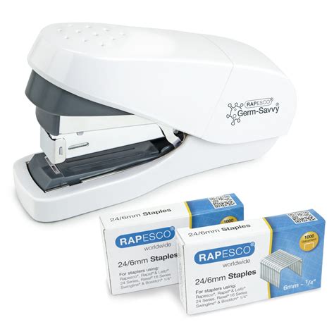 Germ-Savvy® Antibacterial ECO Less Effort Flat Clinch Stapler & 2000