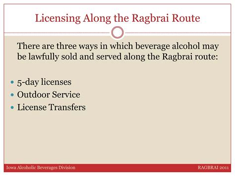 Alcohol Regulations for RAGBRAI | PPTX