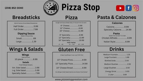 Menu Pizza Stop Preston