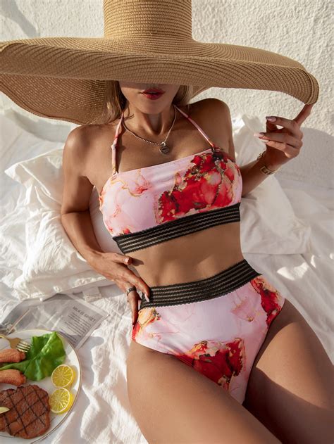 Bikini Imprim Marbr En Maille Mode En Ligne Shein France