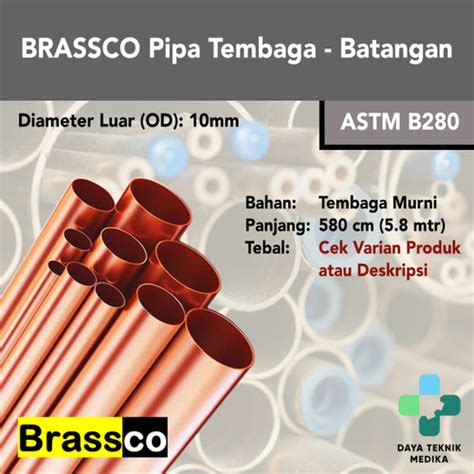 Jual Brassco Pipa Tembaga Mm Astm B Batangan Tbl Mm