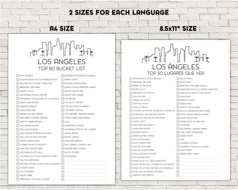 Los Angeles Bucket List, Printable Bucket List, Travel Bucket List