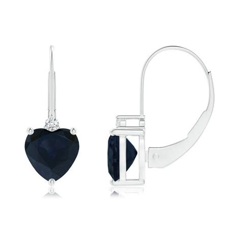 Angara Natural Blue Sapphire Heart Earrings With Diamond In K Gold Ebay