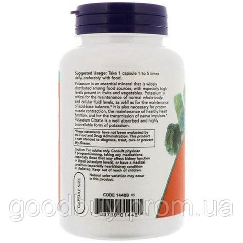 Купить Микроэлемент Калий NOW Foods Potassium Citrate 99 mg 180 Caps GB ...