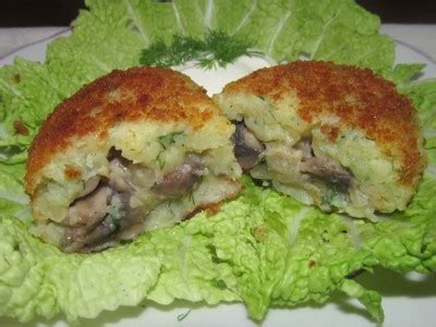 Картофельные котлеты с грибами, капустой и сыром : Вторые блюда
