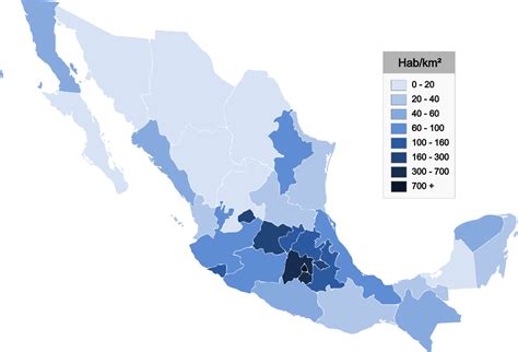 Estados de México por densidad de población