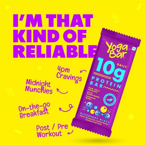 Blueberry Blast 10g Protein Bar Box Pack Of 6 Yoga Bars