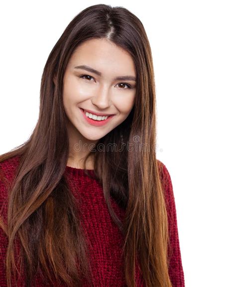 Happy Beautiful Brunette Woman Stock Image Image Of Looking Makeup