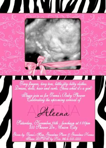 Zebra Print Hot Pink Baby Shower Invitations