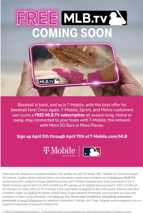 T-Mobile free MLB.tv sign up starts April 5, in case you don’t get