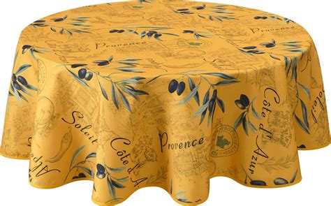 Le Linge De Jules Nappe Anti Taches Olivette Jaune Taille Ronde