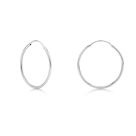 Kezef Ultra Thin Mm K White Gold Hoop Earrings Mm Sleek Endless