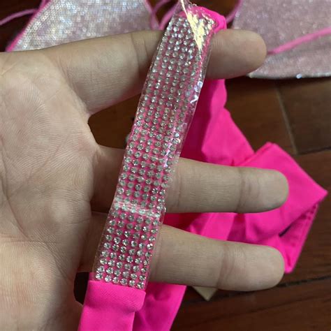 Pink Rhinestone Bikini Set Ravebikini Glitter Depop