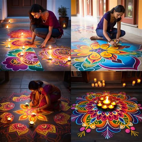 Premium AI Image | Lovely diwali diya with rangoli design