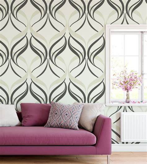 Papel De Parede Fundo Cinza E Detalhes Arabescos Na Cor Nude