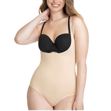 Shapermint Intimates Sleepwear Shapermint Bodysuit X Nude Open Bra Brief Leg Panty