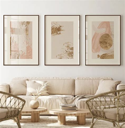 Kit Quadro Decorativo Nude Dourado E Rosa Off