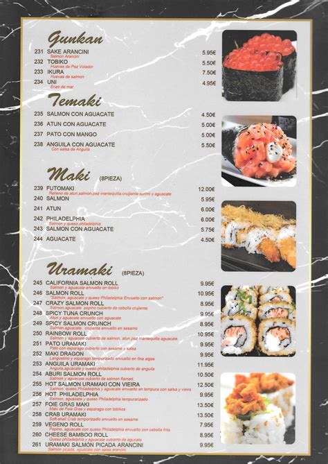 CARTA JAPONESA Restaurante Japonés Yamami Fusión