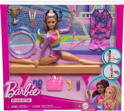Barbie Careers Playset Gymnastics Set With Brunette Gymnast Fashion Doll C Clip For Flipping